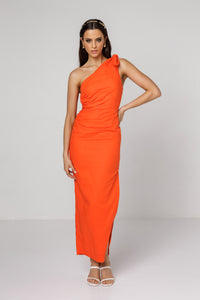 Alia One Shoulder Maxi Dress Blood Orange