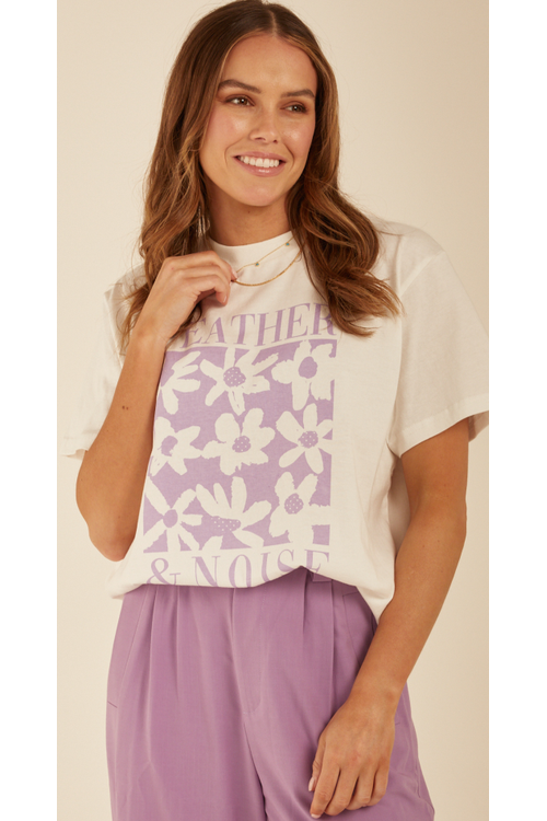 Meadow Graphic Tee White & Lilac