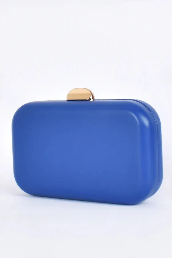 Celeste Sleek Structured Clutch Blue