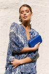 Celeste Sleek Structured Clutch Blue