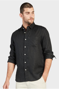 Hampton L/S Linen Shirt Black