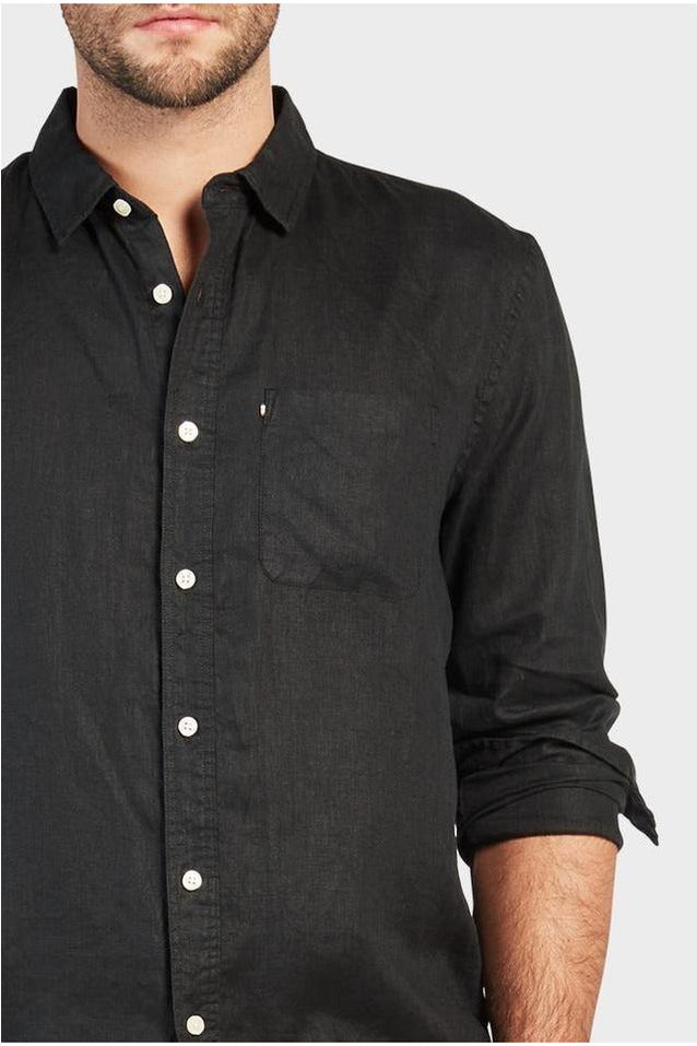 Hampton L/S Linen Shirt Black