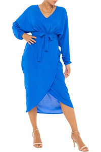 Noa Long Slv Dress Cobalt